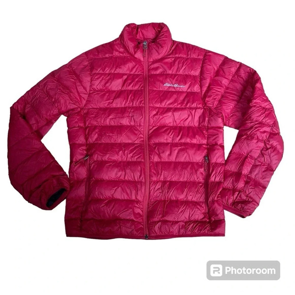 Eddie Bauer Red Down Insulated Zip Up Puffer Coat Jacket Men’s Size Small - Picture 1 of 8